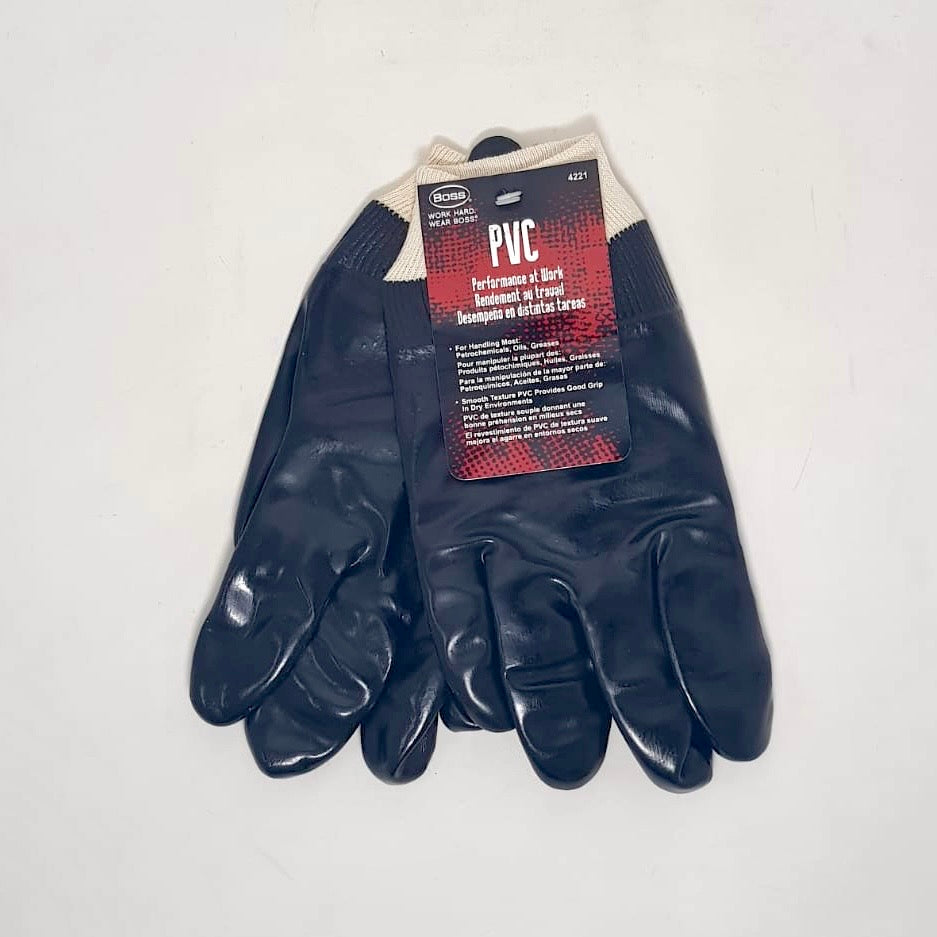 BOSS PVC Work Gloves – BLACK – New in Packaging