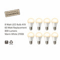 Case of 8 60-Watt (9W) LED A19 Bulb – Warm White 2700K