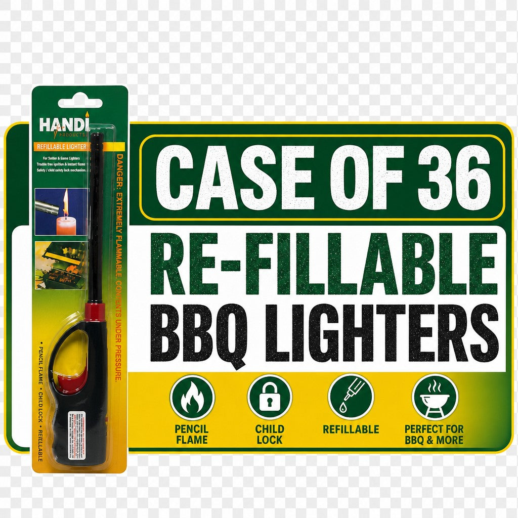 Bulk case of 36 HANDI Refillable BBQ Lighters