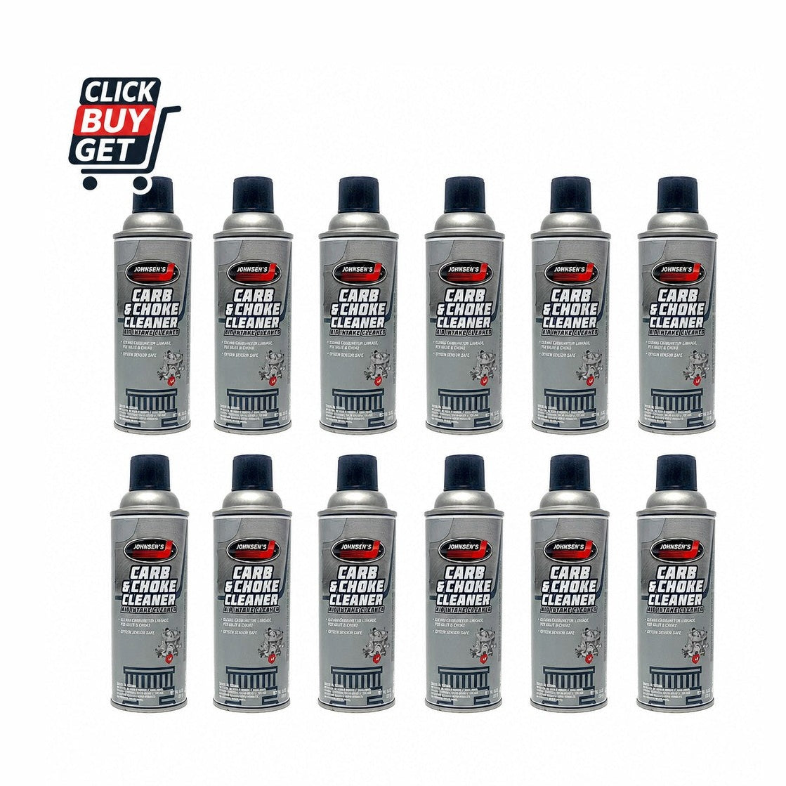 Case of 12 Johnsen's Carb & Choke Cleaner 10 oz Aerosol Cans (New)
