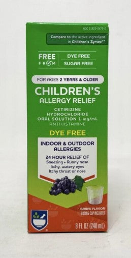 Cetirizine 5 mg/mL Oral Solution 8 fl oz Compare to Children’s Zyrtec Exp 02/2027