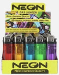 NEON Gas Lighters – Box of 50 (Assorted Colors)