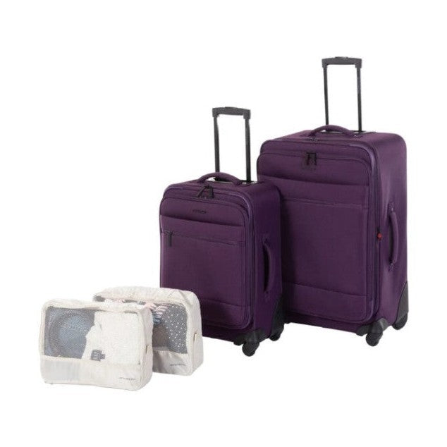 NEW in Box JETSTREAM LUGGAGE SET 20" CARRY ON + 25" CHECK-IN + 2 PACKING CUBES PURPLE