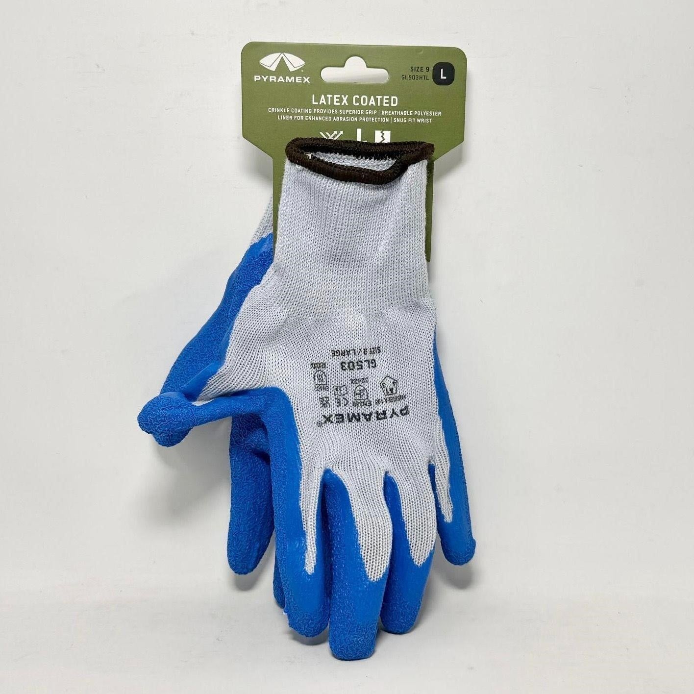 Pyramex Latex-Coated Gloves Size L Crinkle Grip