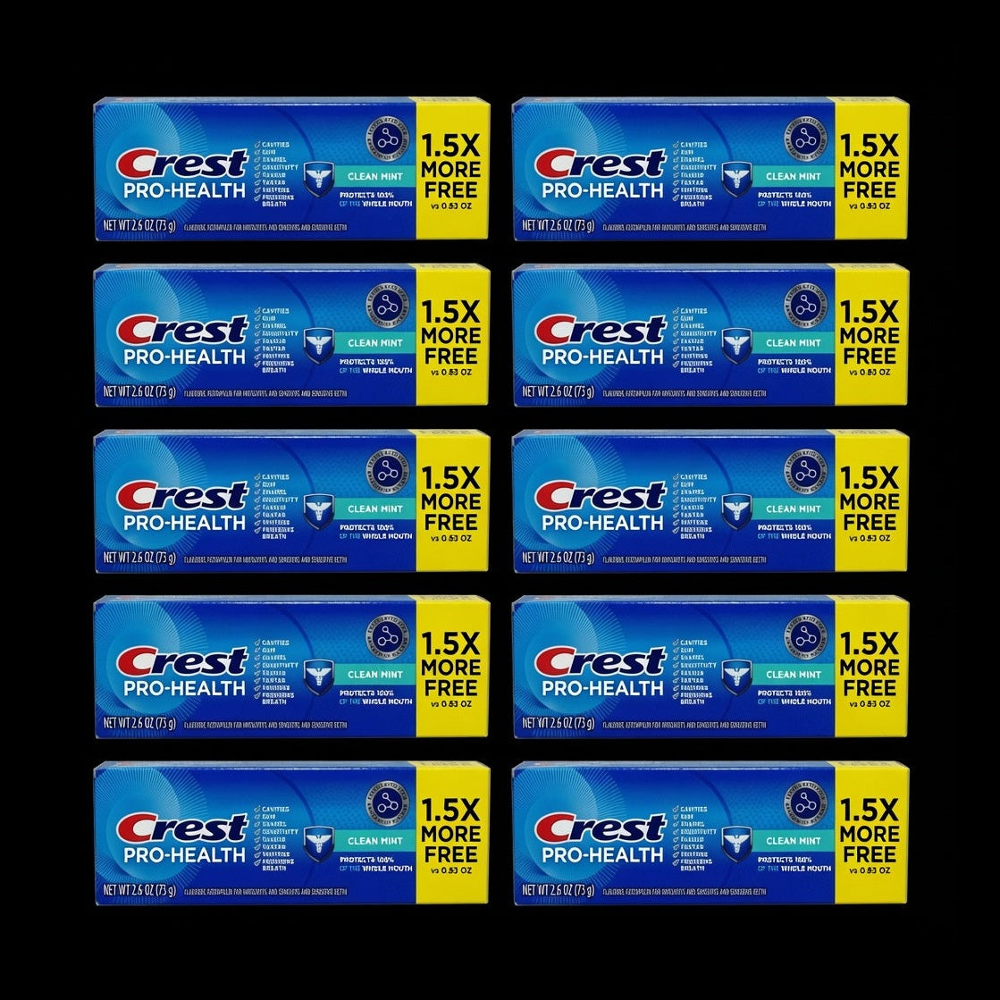 Case of 10 - Crest Pro-Health Clean Mint Toothpaste 2.6 oz (Exp 02/2028)