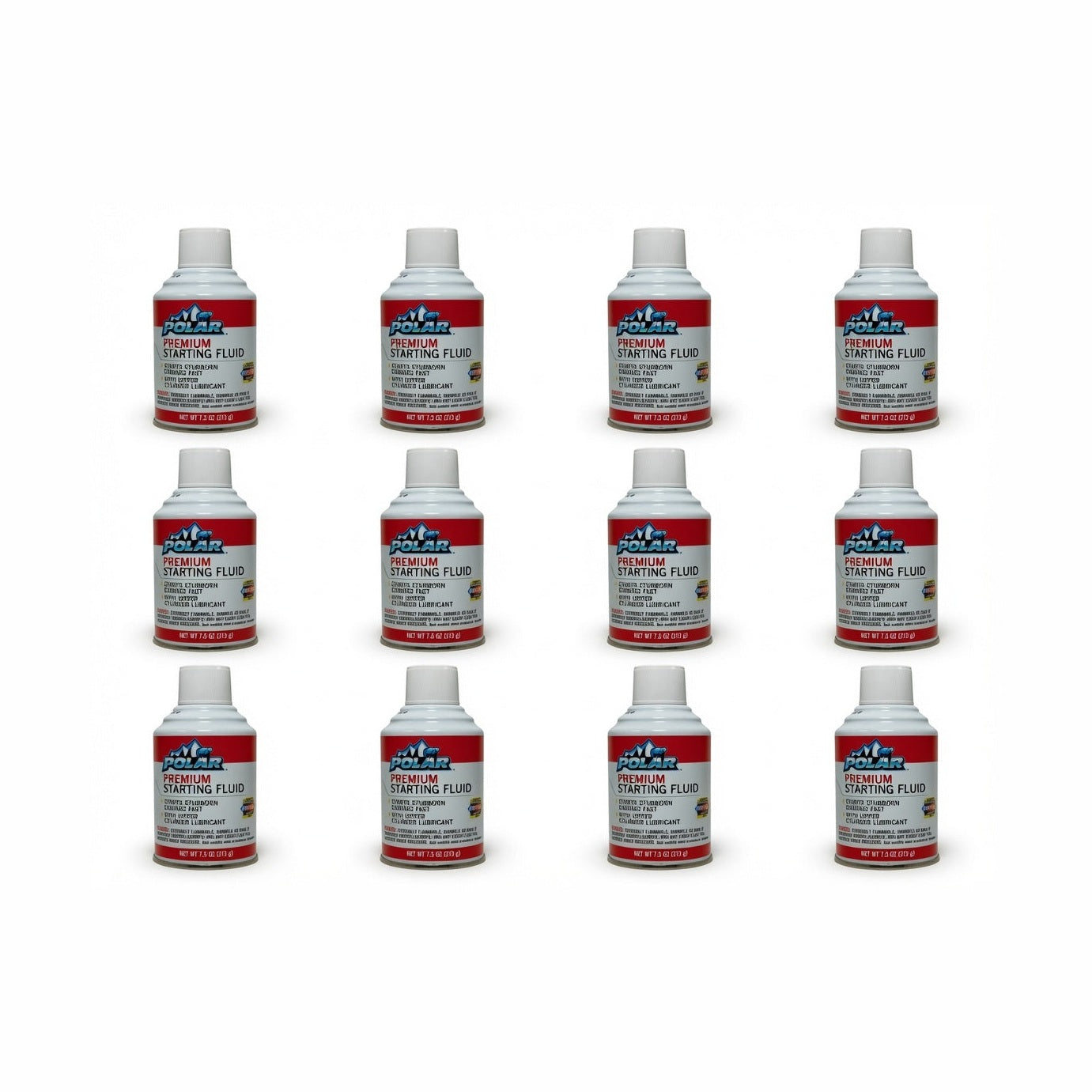 Case of 12 brand new 7.5 oz cans of Mr. Polar Premium Starting Fluid.